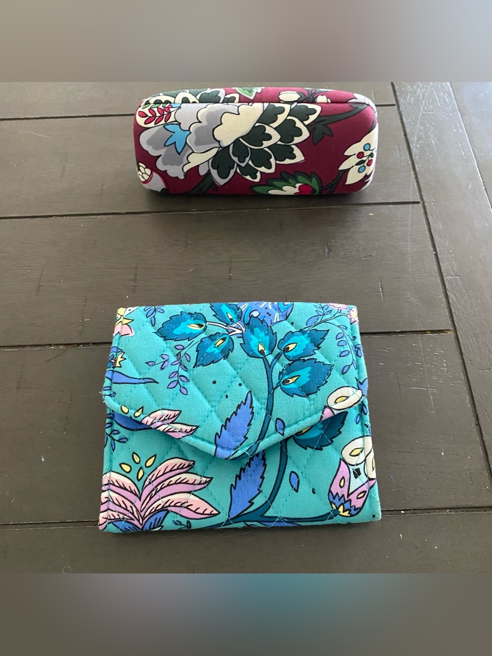 Vera Bradley Clamshell Sunglass Case And RFID Euro  Wallet Peacock